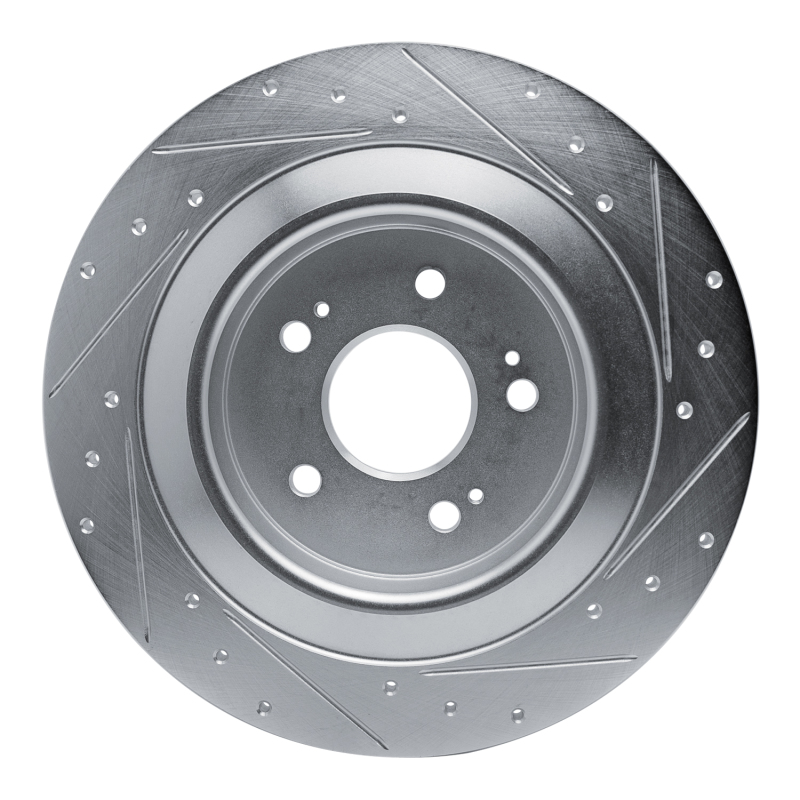 Acura TLX Brake Rotor (1) - Rear Left - R1 Concepts - Drilled & Slotted - Silver - `21-`25